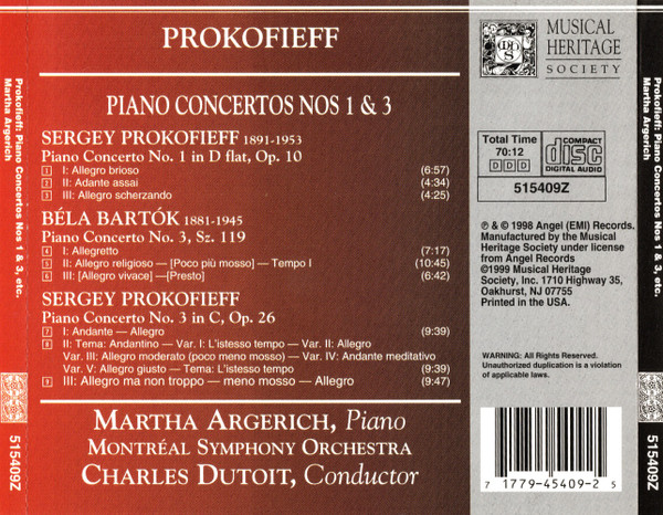 Prokofieff*, Bartók*, Martha Argerich, Charles Dutoit, Orchestre Symphonique De Montréal-1