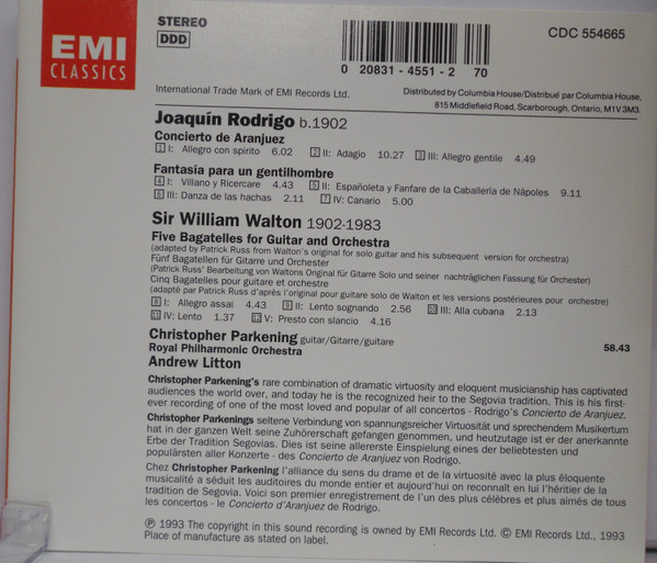Rodrigo*, Walton*, Christopher Parkening, Royal Philharmonic Orchestra · Andrew Litton-3