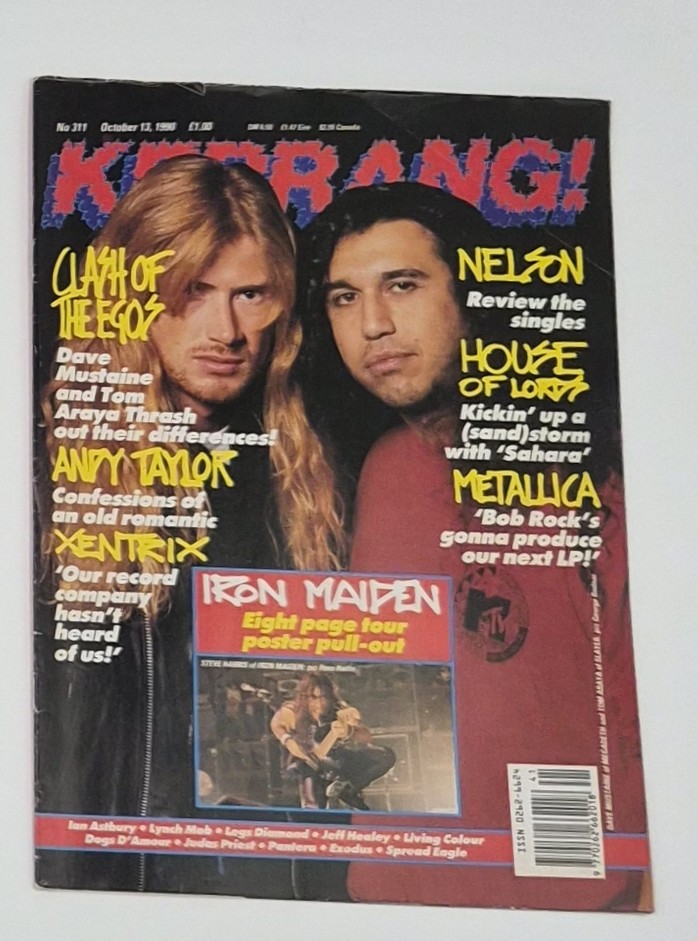 KERRANG! Magazine - OCT 13 1990 - MEGADETH, ANDY TAYLOR, IRON MAIDEN Centerfold & Other Posters
