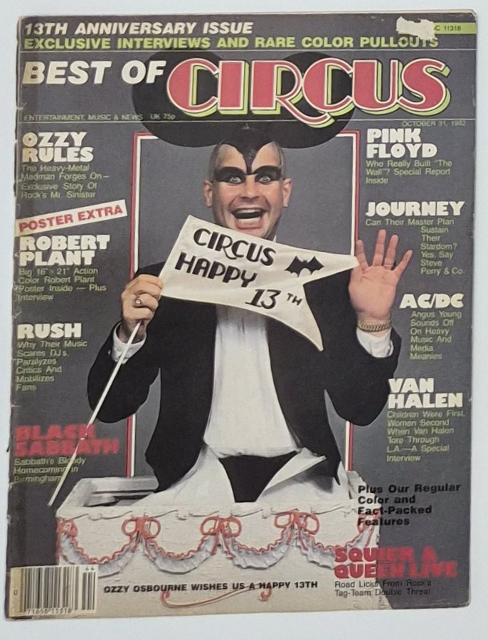 CIRCUS Magazine - OCT 31 1982 13TH ANNIVERSARY ISSUE - OZZY, LED ZEPPELIN, RUSH Interviews